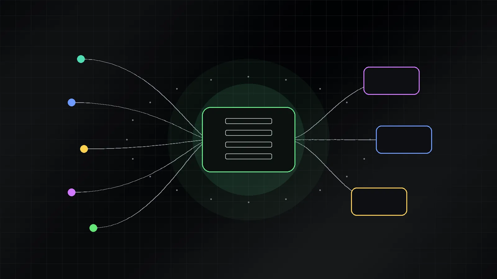 Abstract LifeOS diagram showing inputs flowing into a central system core and useful outputs.