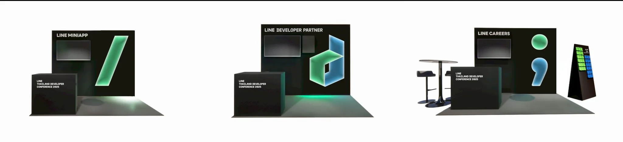 Event booth system shown as a wide environmental rollout.