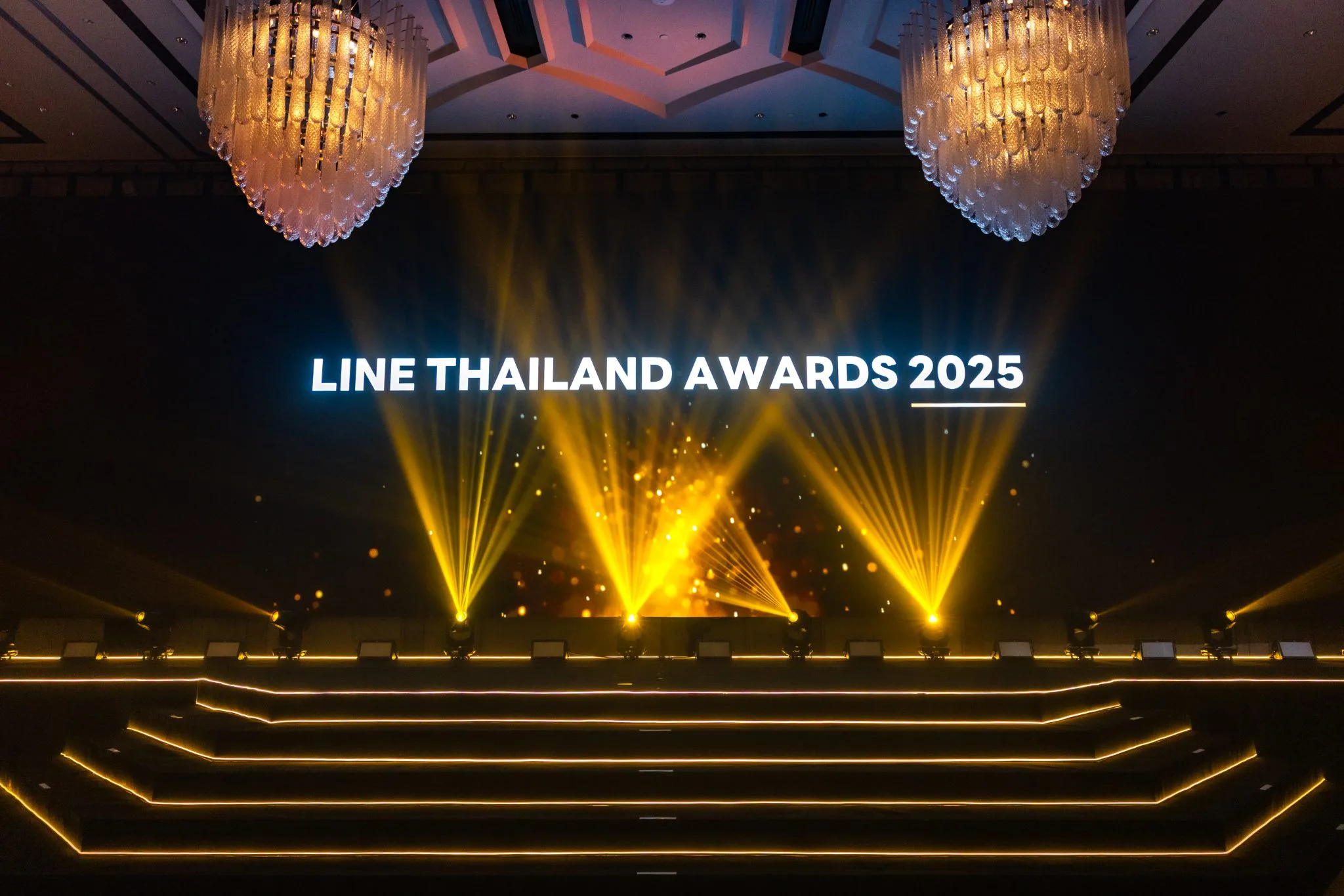 LINE Thailand Awards 2025 stage illuminated in gold at the live ceremony.